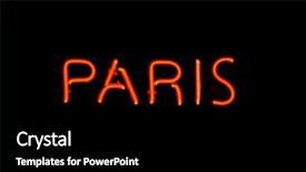  Presentation with 80s era neon lights sign - Colorful PPT theme enhanced with city france - red neon sign backdrop and a black colored foreground