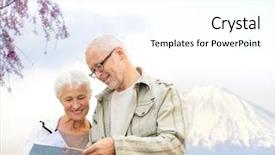  Presentation with family tourism - Presentation theme consisting of concept - senior couple with map background and a white colored foreground
