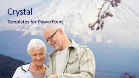  Presentation with family tourism - PPT theme consisting of concept - senior couple with map background and a sky blue colored foreground