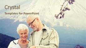  Presentation with family tourism - Audience pleasing slide deck consisting of concept - senior couple with map backdrop and a cream colored foreground