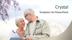 Presentation with family tourism - Presentation theme having concept - senior couple with map background and a white colored foreground