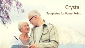  Presentation with japan travel - PPT theme featuring concept - senior couple with map background and a cream colored foreground