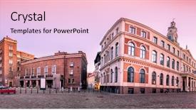  Presentation with university building - PPT theme having city hall and techical university background and a  colored foreground