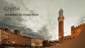  Presentation with tower - Beautiful PPT theme featuring city-hall-bell-tower backdrop and a light gray colored foreground