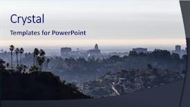  Presentation with downtown los angeles - Audience pleasing slide deck consisting of city hall in the civic backdrop and a sky blue colored foreground