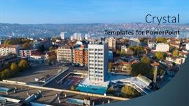  Presentation with city - PPT layouts having city-hall-in-valjevo-panorama background and a light blue colored foreground