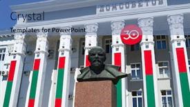  Presentation with administration - Audience pleasing slides consisting of city-hall-of-the-tiraspol backdrop and a teal colored foreground