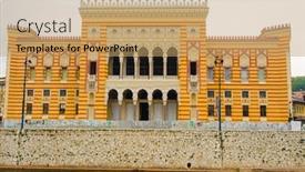  Presentation with bosnia - Presentation with city-hall-sarajevo-bosnia background and a coral colored foreground