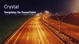  Presentation with street lights - Slide deck with city-highway-at-night background and a wine colored foreground