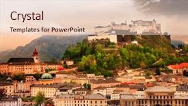  Presentation with salzburg - Colorful slide deck enhanced with city historic center - dramatic landscape before a sunset backdrop and a lemonade colored foreground