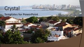  Presentation with street - Slides featuring city historic center - street view of olinda near background and a light blue colored foreground
