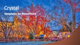  Presentation with town hall - Colorful presentation theme enhanced with city historic center - vienna town hall and park backdrop and a teal colored foreground