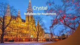  Presentation with vienna - Colorful slide set enhanced with city historic center - vienna town hall at dusk backdrop and a teal colored foreground