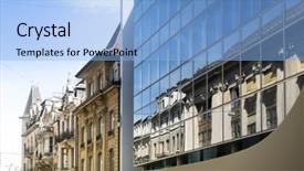  Presentation with business building blocks - Slides consisting of city image - universal basic modern background and a light blue colored foreground