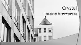  Presentation with modern building - Beautiful presentation design featuring city image - universal basic modern backdrop and a  colored foreground