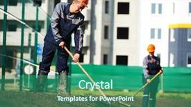  Presentation with improvement - PPT theme having city improvement landscaping and urban background and a ocean colored foreground