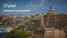  Presentation with puerto rico - Slides with city in distance with fort background and a ocean colored foreground