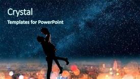  Presentation with city silhouette - Colorful theme enhanced with city in night under star backdrop and a navy blue colored foreground