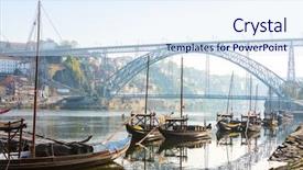  Presentation with navigation boats - Beautiful slide deck featuring traditional boats in the morning backdrop and a sky blue colored foreground