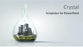  Presentation with bottle - PPT theme enhanced with city-inside-a-glass-bottle background and a light gray colored foreground