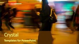  Presentation with city people walking - Audience pleasing PPT layouts consisting of city iran - motion blur of people walking backdrop and a tawny brown colored foreground