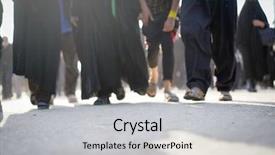  Presentation with city people walking - Colorful PPT theme enhanced with city iran - motion blur of people walking backdrop and a light gray colored foreground