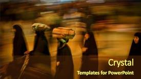  Presentation with city people walking - Colorful presentation design enhanced with city iran - motion blur of people walking backdrop and a tawny brown colored foreground