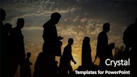  Presentation with city people walking - Theme having city iran - silhouettes of people walking background and a black colored foreground