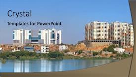  Presentation with information technology - Presentation theme consisting of city is a information technology background and a light blue colored foreground