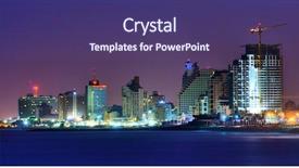  Presentation with hotels - Amazing slides having city is a top backdrop and a violet colored foreground