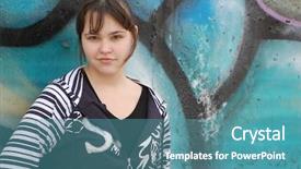  Presentation with teenager winners - PPT theme featuring city kids - girl teenager kiev ukraine background and a teal colored foreground