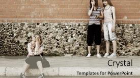  Presentation with conflict - Beautiful PPT theme featuring city kids - teenage girls in conflict backdrop and a light gray colored foreground