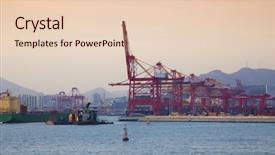  Presentation with asia - Presentation having city korea - harbor cargo asia background and a  colored foreground