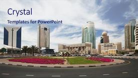  Presentation with emirates - Presentation theme consisting of city landscape in dubai united arab emirates background and a sky blue colored foreground