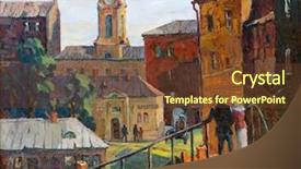  Presentation with oil - Theme having city landscape of vitebsk drawn background and a tawny brown colored foreground