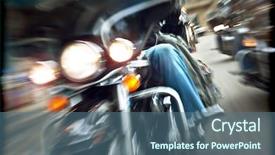  Presentation with drivers - Presentation theme enhanced with city life - abstract slow motion bikers riding background and a ocean colored foreground