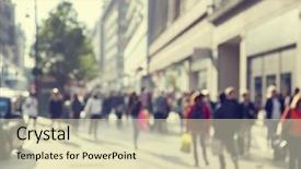  Presentation with people street - Slide set featuring city life - people in bokeh street background and a soft green colored foreground