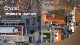  Presentation with london buildings and streets view - Slide set consisting of city life - top view of cascais streets background and a violet colored foreground