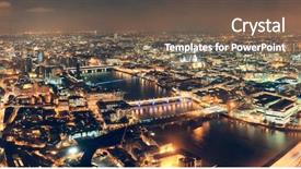  Presentation with bridges - Amazing slide deck having city lights - london aerial view panorama backdrop and a tawny brown colored foreground