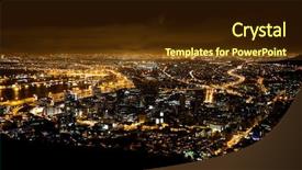  Presentation with cape town - PPT theme featuring city lights - night scene of cape town background and a tawny brown colored foreground