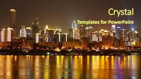  Presentation with reflecting - Audience pleasing theme consisting of city lights - skyscrapers reflecting in the river backdrop and a tawny brown colored foreground