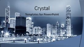  Presentation with empire state building night - Cool new PPT theme with city lights - square with night modern building backdrop and a light blue colored foreground