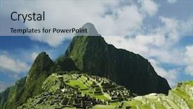  Presentation with city - Presentation theme featuring city machu-picchu peru background and a light blue colored foreground