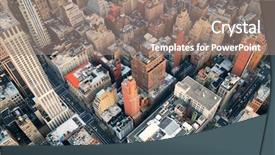  Presentation with new york city - Amazing presentation theme having city manhattan skyline aerial view backdrop and a coral colored foreground