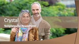  Presentation with machinac bridge - Presentation theme with city map - senior couple standing on bridge background and a coral colored foreground