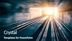  Presentation with rail track - Presentation design having city metro rail motion blur background and a navy blue colored foreground