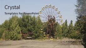  Presentation with chernobyl - Audience pleasing presentation design consisting of city near chernobyl nuclear reactor backdrop and a light blue colored foreground