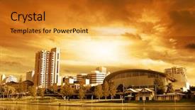  Presentation with trial river - PPT theme featuring city of adelaide - river torrens background and a gold colored foreground