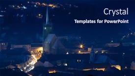  Presentation with hill - Presentation design consisting of city-of-dej-view background and a navy blue colored foreground