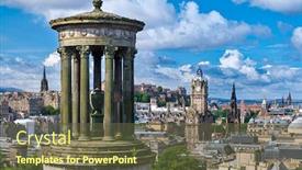  Presentation with scotland - Slide deck with city-of-edinburgh-in-scotland background and a tawny brown colored foreground